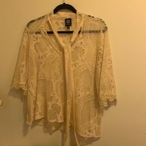 Bobeau Lace Yellow Blouse-Large